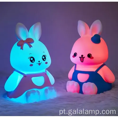 Adorável luz noturna de silicone com design de coelho